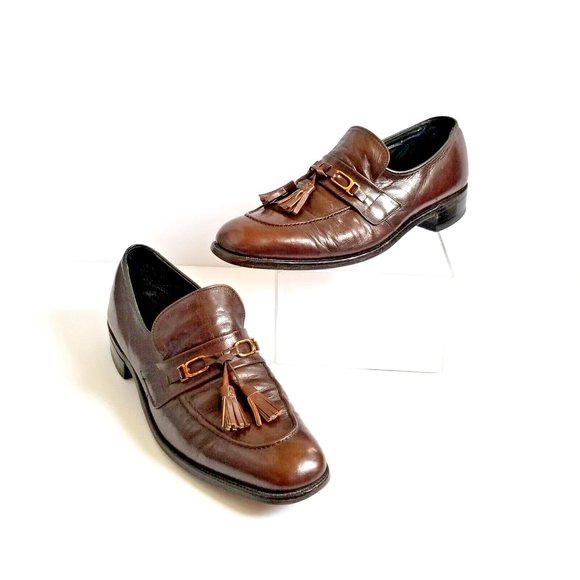 FootJoy Other - FOOTJOY Brown Leather Dress Loafers Sz 11.5 AAA A Extra Narrow Tassels